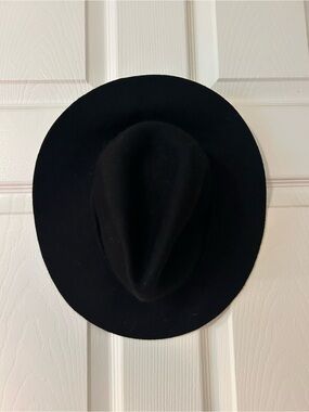 Black Wool Wide-Brim Fedora Hat/Cowboy Hat